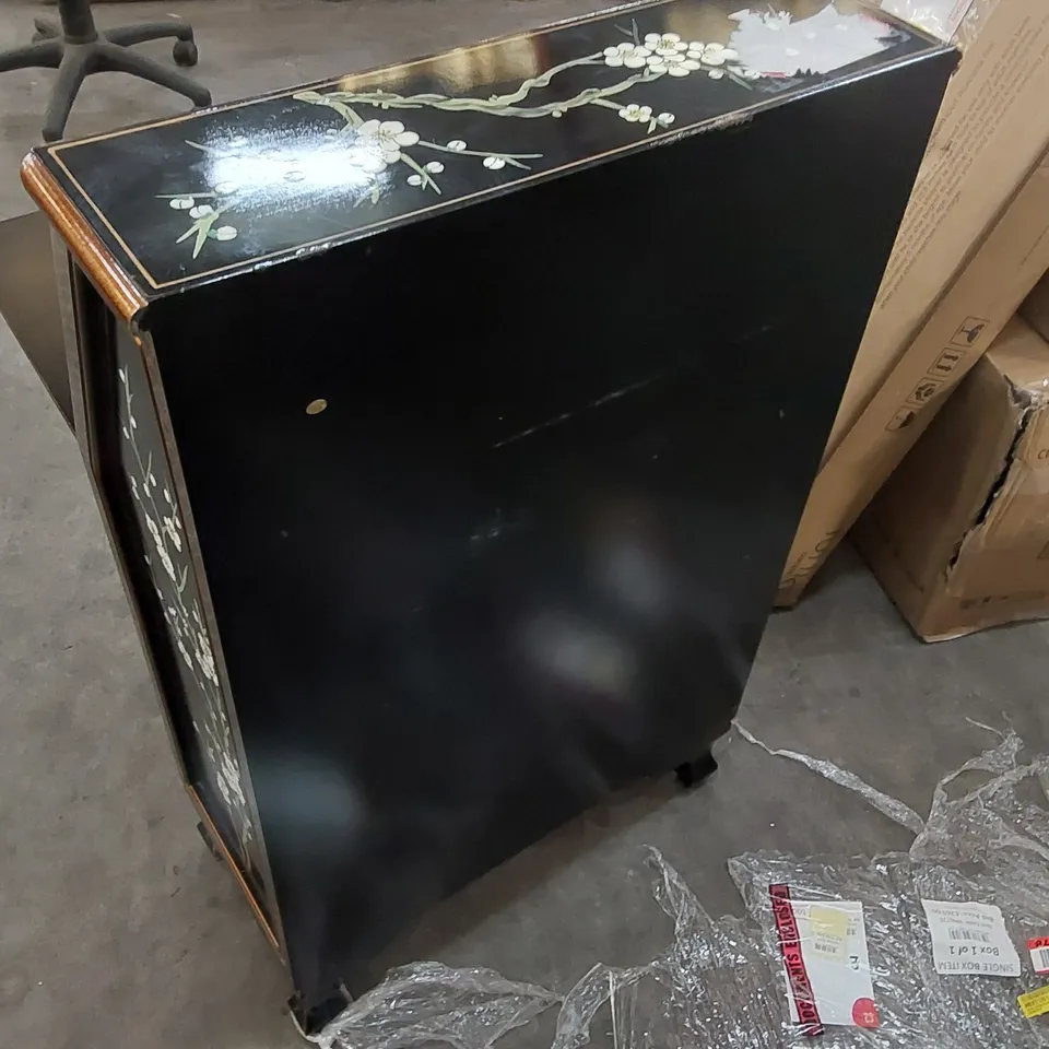 ANYLAH WRITING BUREAU SECRETARY DESK WITH HUTCH, HAND PAINTED BLOSSOM