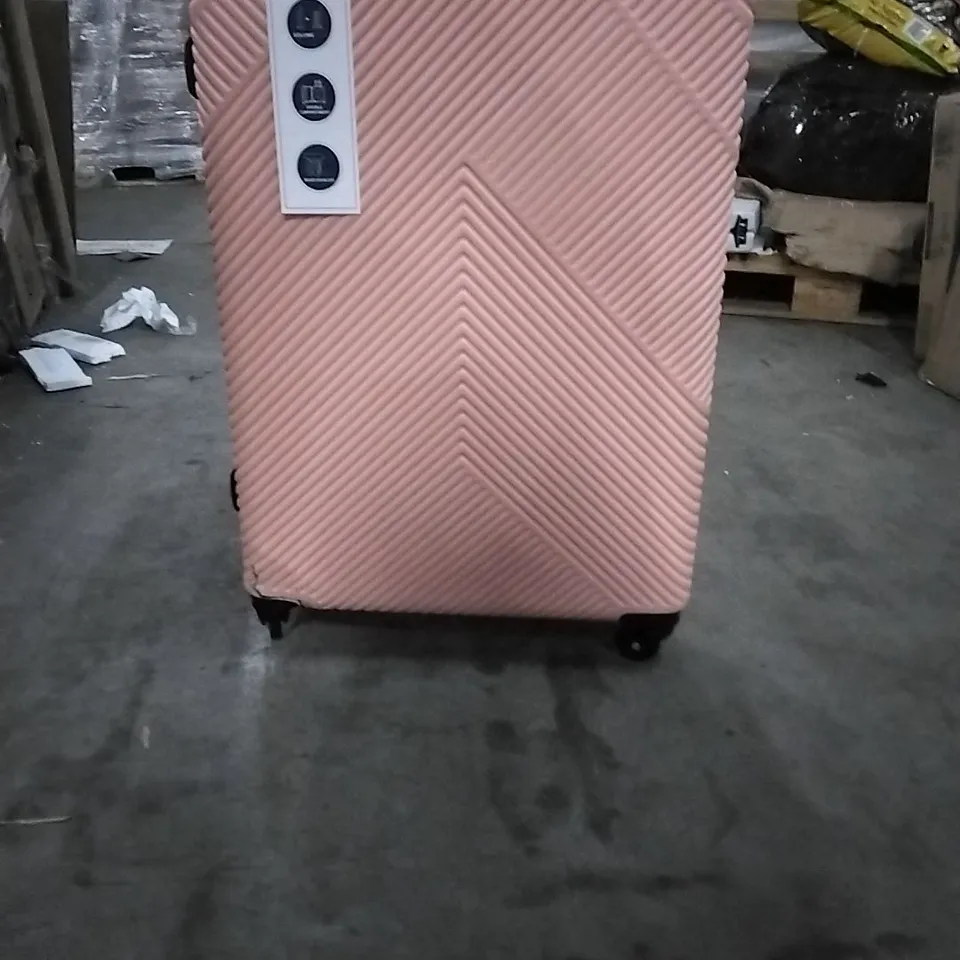 BOXED NEO PINK HARD SHELL LUGGAGE SUITCASE