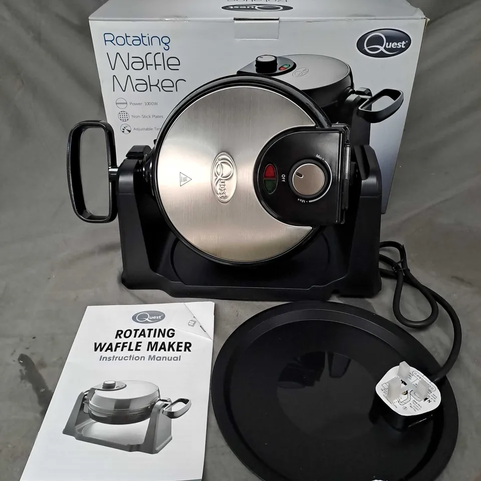 BOXED QUEST ROTATING WAFFLE MAKER IN BLACK