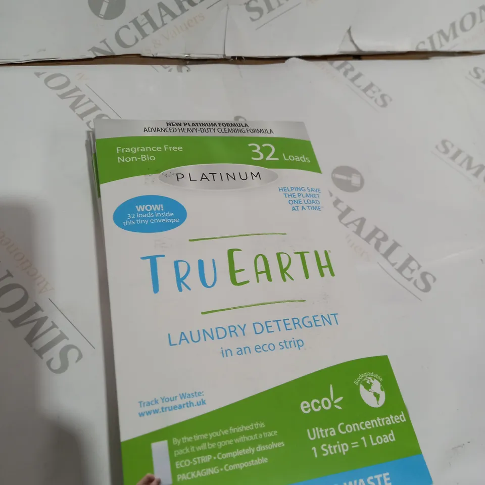 4 X TRU EARTH ECO-STRIPS LAUNDRY DETERGENT STRIPS 32 LOADS. ECO-FRIENDLY, PLASTIC FREE PACKAGING
