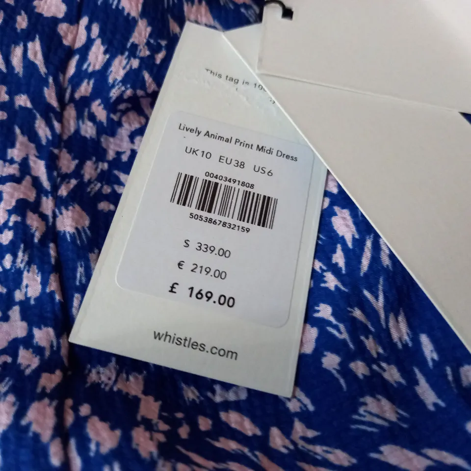 WHISTLES LIVELY ANIMAL PRINT MIDI DRESS - UK 10