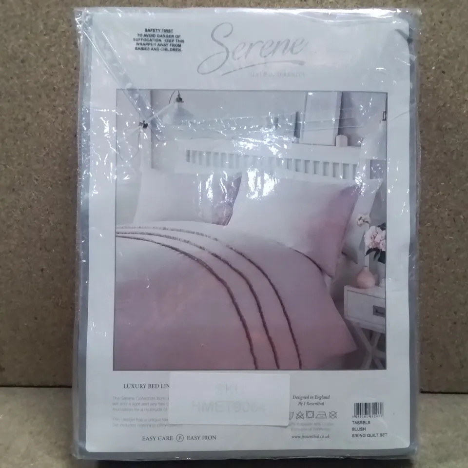 BRAND NEW SERENE SUPER KING DUVET COVER SET - BLUSH