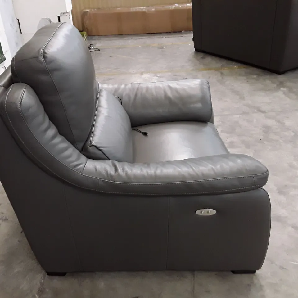 QUALITY ITALIAN DESIGNER DEGANO ELECTRIC RECLINER CHAIR WITH SMALL ARMS - GREY ANTHRACITE LEATHER