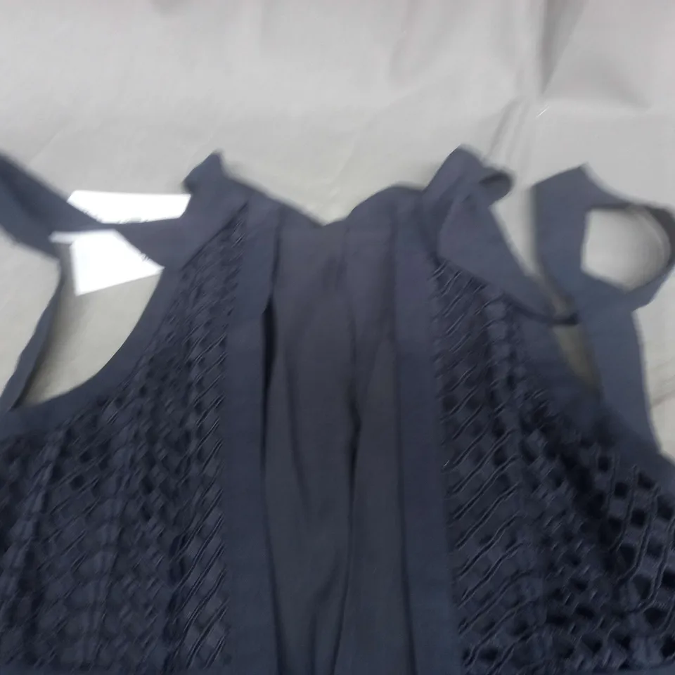 REISS EDEN BRODERIE SLEEVELESS NAVY DRESS - UK 8