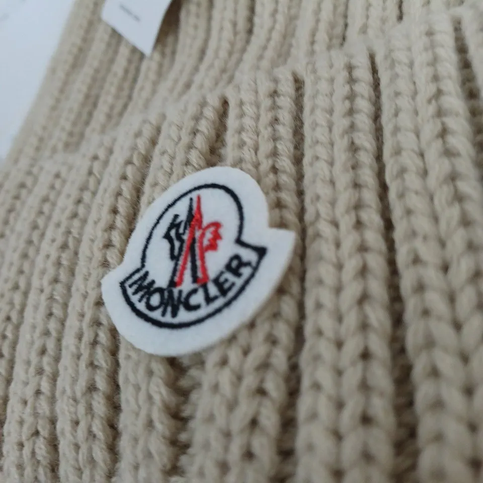 BEIGE MONCLER BEANIE 