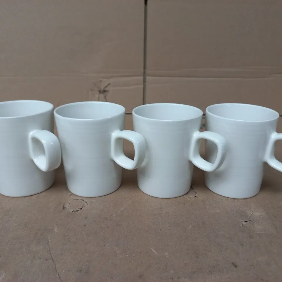 BOXED SET OF 4 PLAIN WHITE CERAMIC MUGS