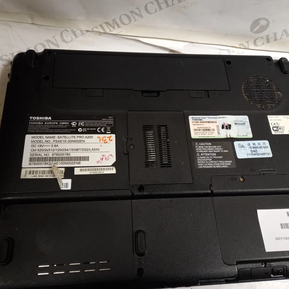 TOSHIBA SATELLITE PRO A200 LAPTOP