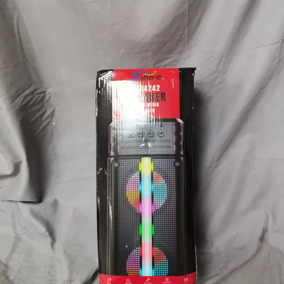 SINGE PORTABLE BLUETOOTH SPEAKER WITH RGB LED LIGHTING – BLACK (BOXED)