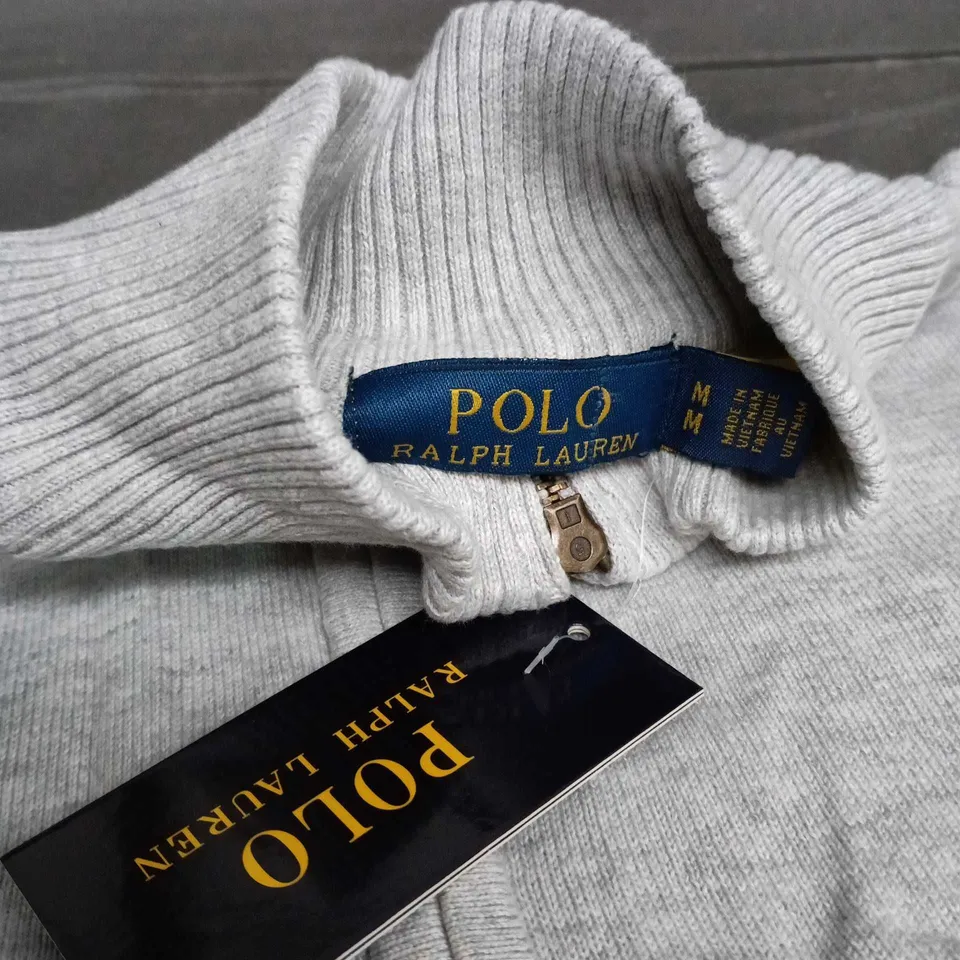 POLO RALPH LAUREN GREY KNIT JUMPER – MEN'S, UK M, 