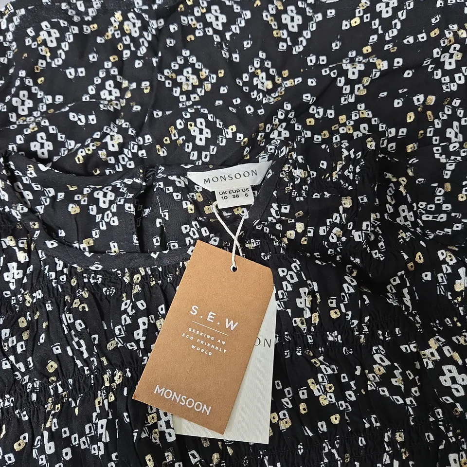 BOX OF APPROXIMATELY 6 X MONSOON 3/4 SLEEVE SHIRT DRESS, MULTI COLOURED PATTERN. UK SIZE 10