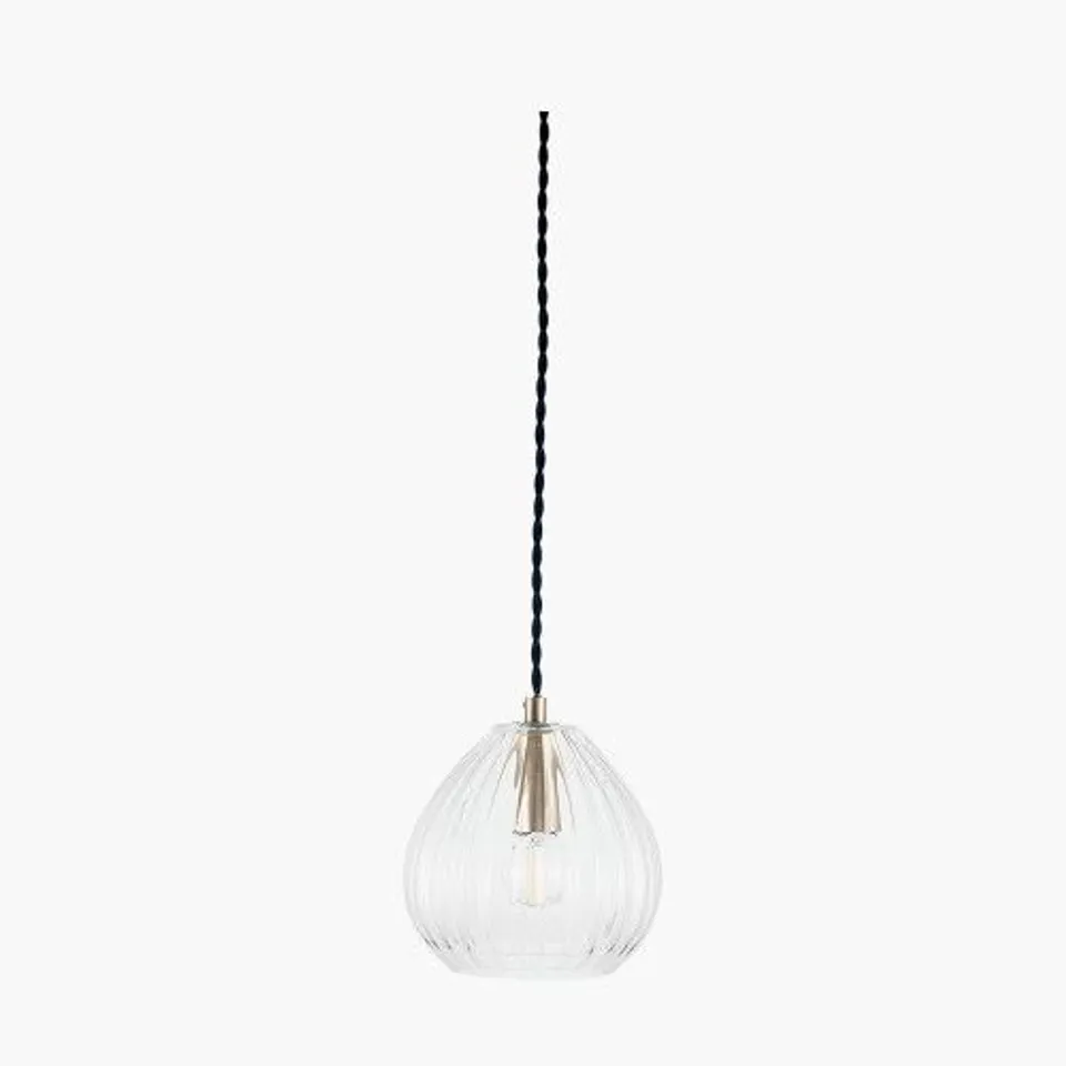 BOXED PACIFIC ELLA CLEAR RIBBED GLASS TEARDROP PENDANT
