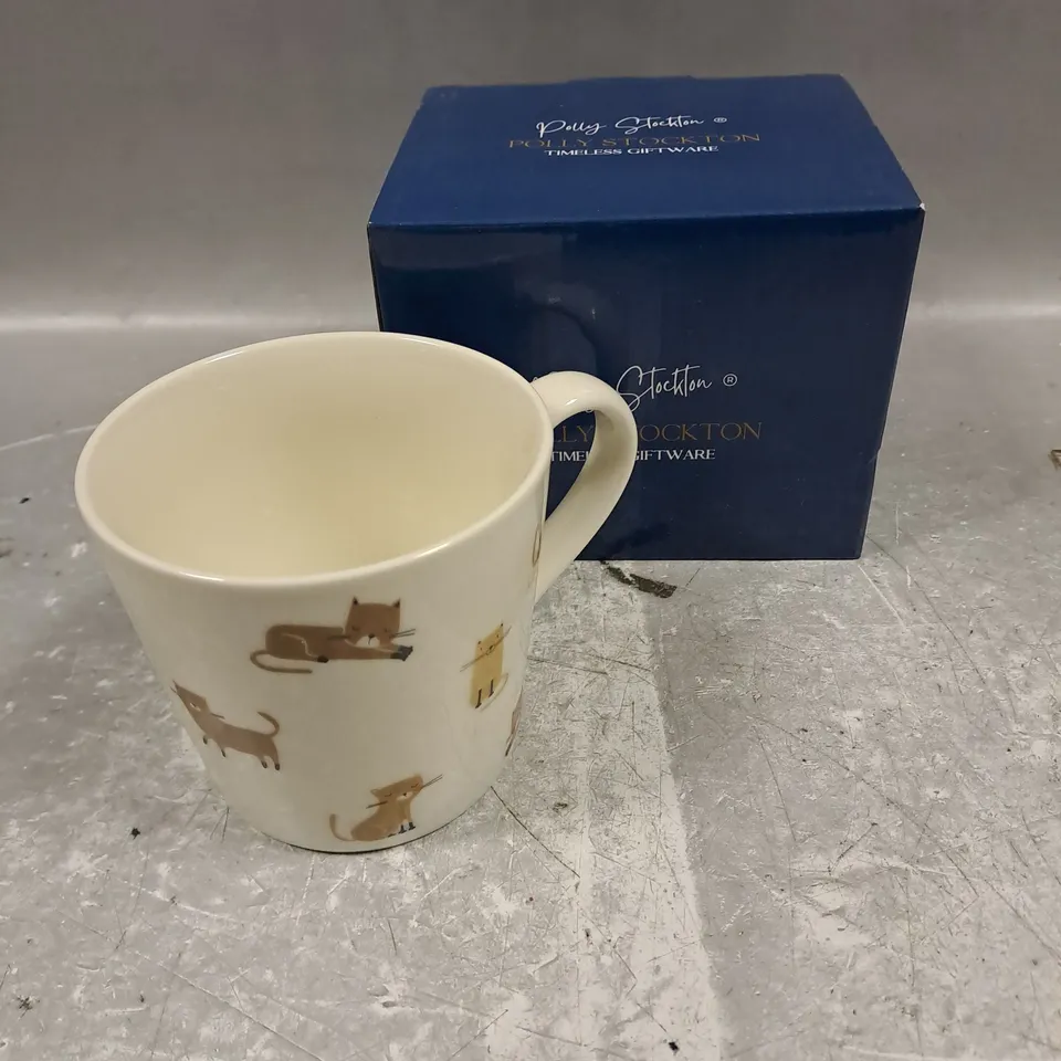 POLLY STOCKTON CURIOUS CAT MUG - COLLECTION ONLY