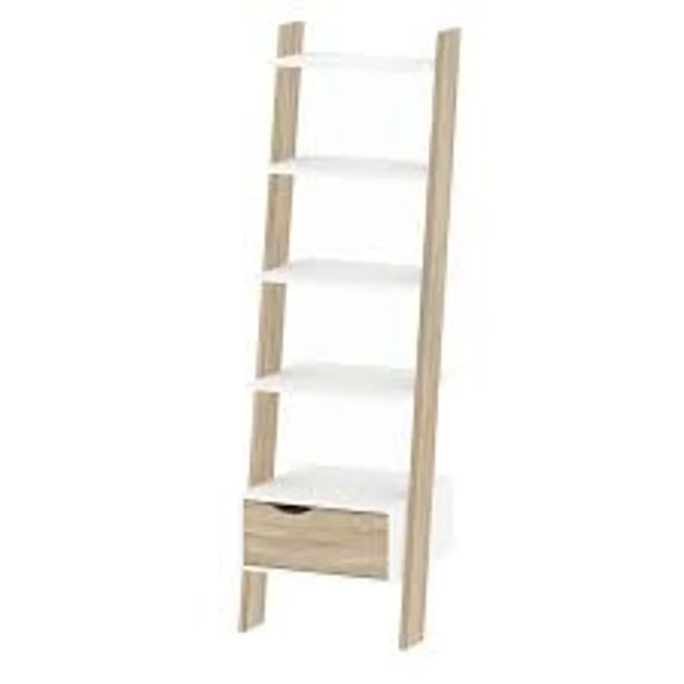 BOXED OSLO BOOKCASE WITH 1 DRAWER - WHITE/OAK STRUCTURE (1 BOX)