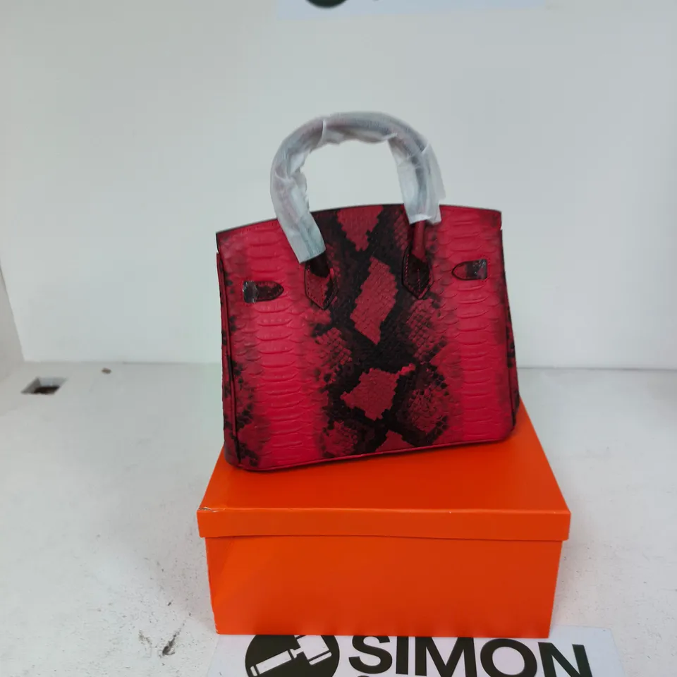 LA MAREY RED SNAKESKIN HANDBAG WITH GOLD-TONE HARDWARE