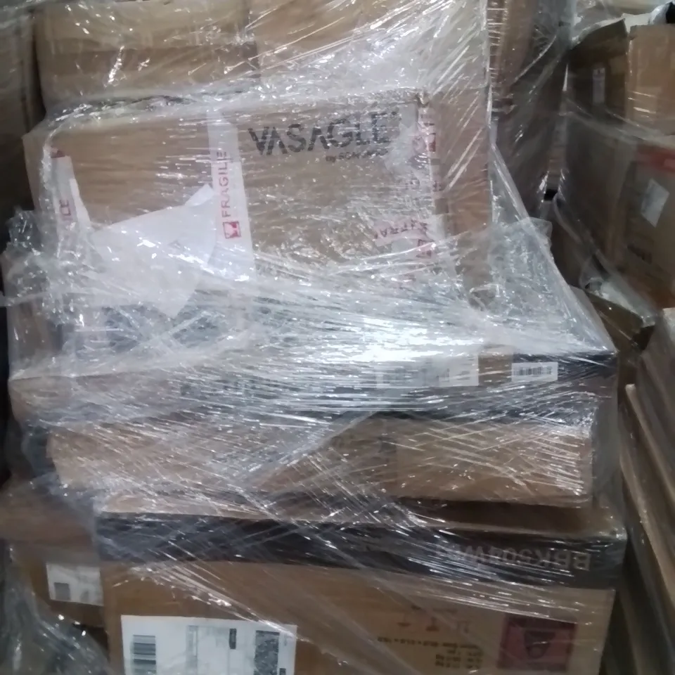 PALLET CONTAINING VARIOUS ASSORTED BOXED ITEMS TO INCLUDE: WASHBASIN CABINET, OFFICE CHAIR, MAILBOX, BOXED FURNITURE ECT.