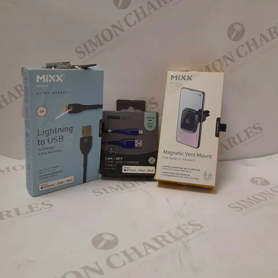 LOT OF 20 ASSORTED ITEMS-MIXX USB-HEADPHONE-CAR PHONE HOLDER