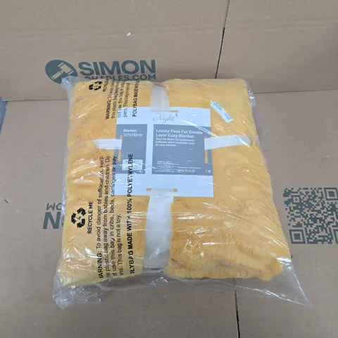 LUXURY FAUX FUR DOUBLE LAYER COSY BLANKET – 127 X 152 CM (YELLOW)