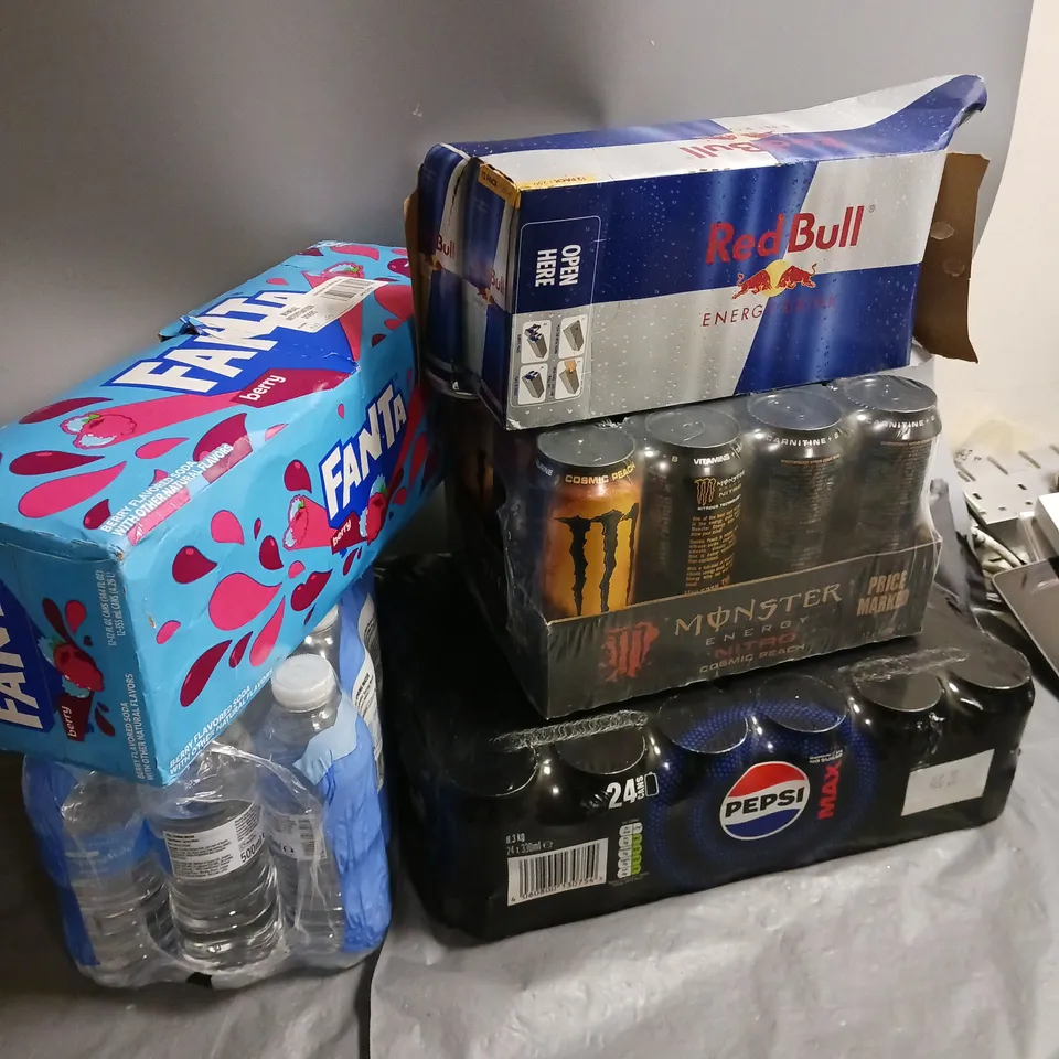 4 ASSORTED MULTIPACKS OF PEPSI MAX, FANTA, MONSTER, REDBULL - COLLECTION ONLY