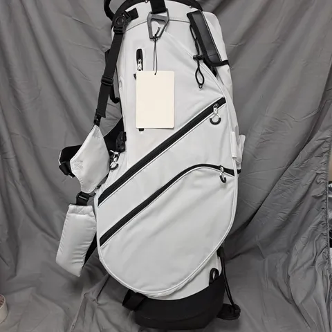 GOLF BAG WITH MULTIPLE ZIP POCKETS – WHITE/GRAY, SHOULDER STRAP