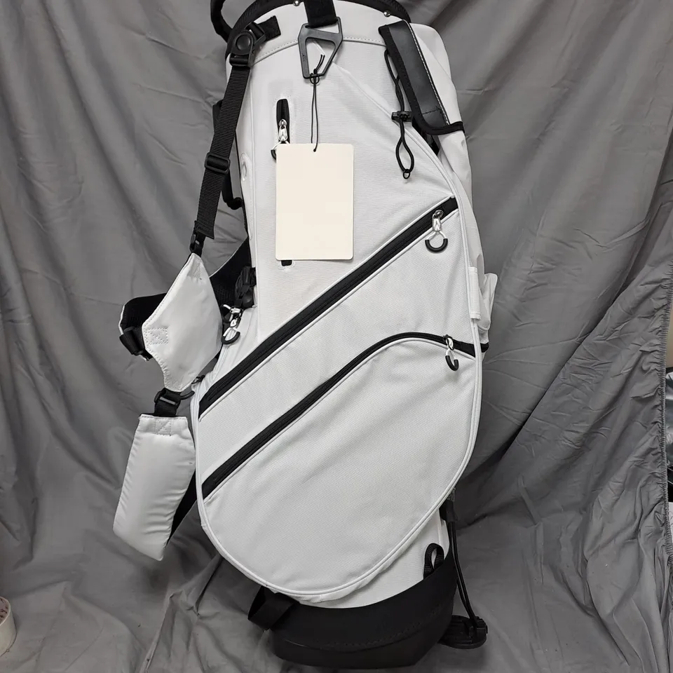 GOLF BAG WITH MULTIPLE ZIP POCKETS – WHITE/GRAY, SHOULDER STRAP