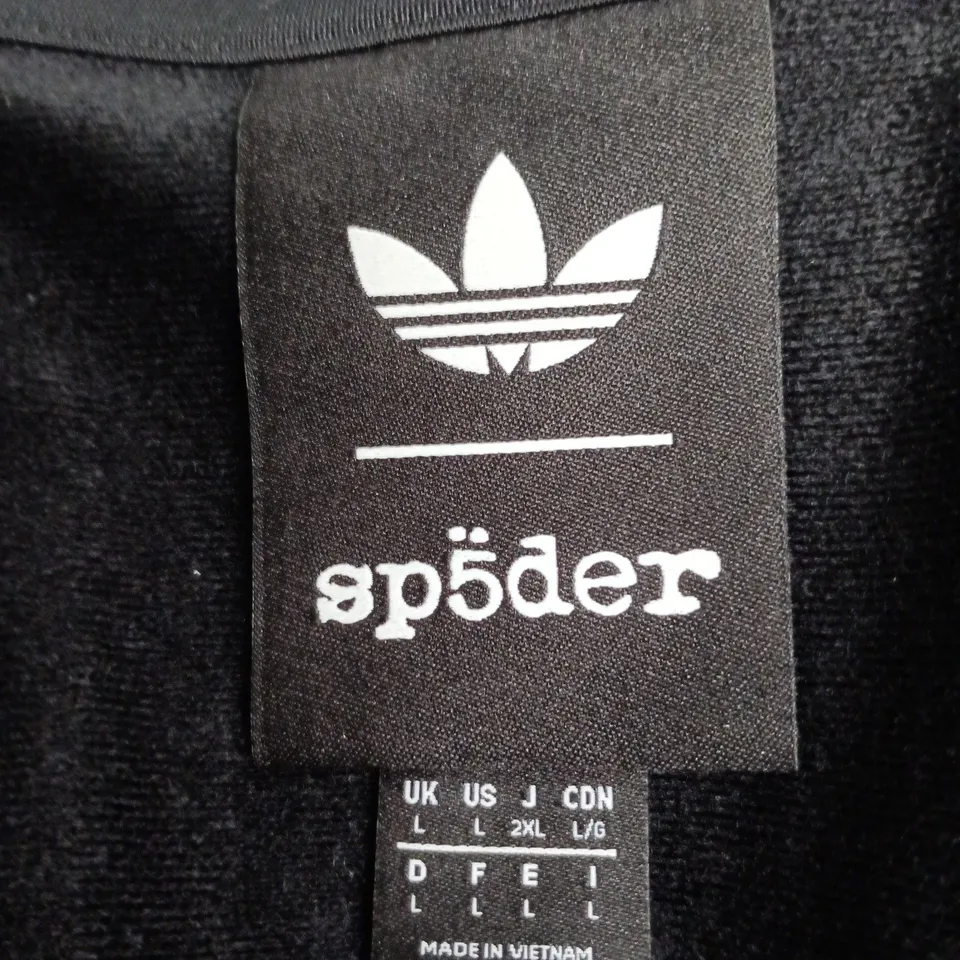 ADIDAS ORIGINALS SPIDER TRACK JACKET, BLACK WITH RHINESTONE LETTERING, UK L