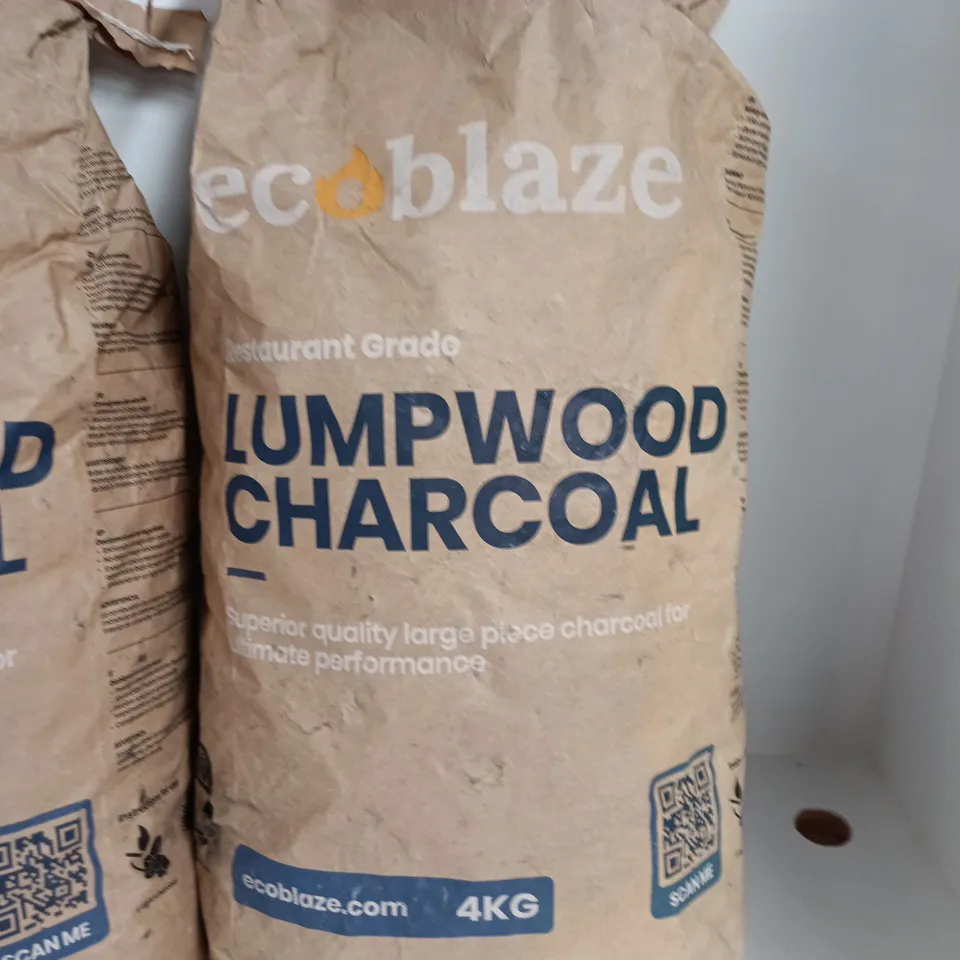 LOT OF 3 4KG PACKS OF ECOBLAZE LUMPWOOD CHARCOAL