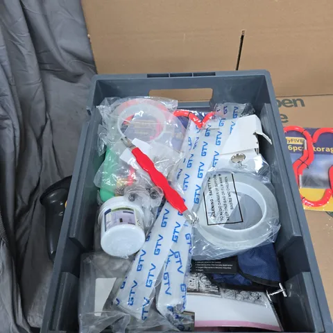 TOTE OF APPROXIMATELY 20 ASSORTED ITEMS TO INCLUDE: 6PCS STORAGE HOOK SET