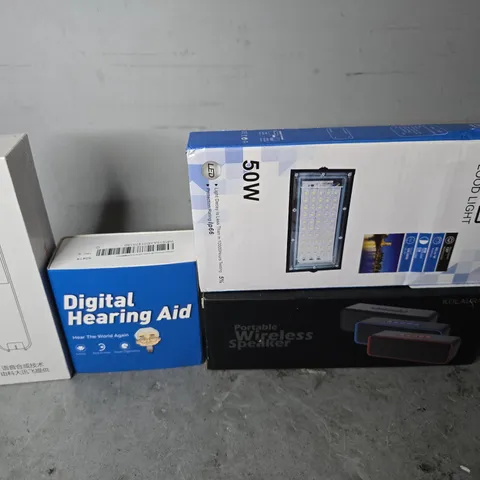 APPROXIMATELY 9 ASSORTED ITEMS TO INCLUDE - DIGITAL HEARING AID , WIRELESS SPEAKER , SCANNING LEARNING PEN ETC