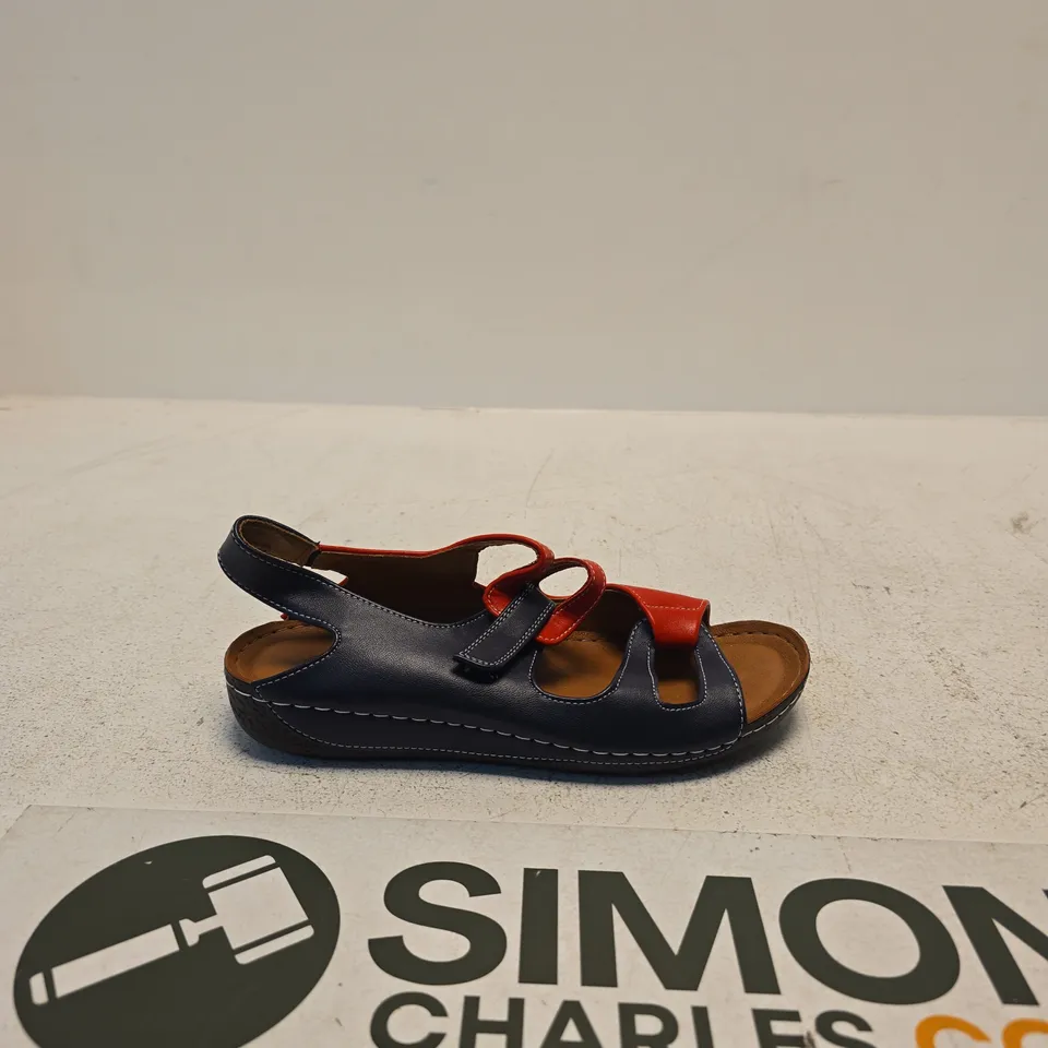 PAVERS LEATHER SANDALS – NAVY & RED, UK 5 (EU 38) – PRE-OWNED