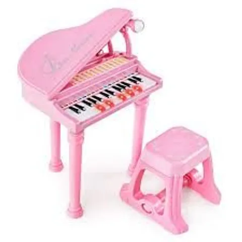 BOXED COSTWAY 31 KEYS KIDS PIANO KEYBOARD TOY TODDLER MUSICAL INSTRUMENT WITH STOOL & MICROPHONE PINK