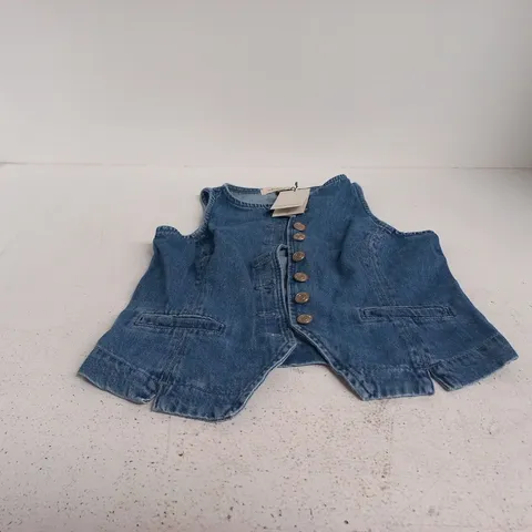NOBODY'S CHILD EMERALD WAISTCOAT - DENIM BLUE, UK 8 (EU 36)