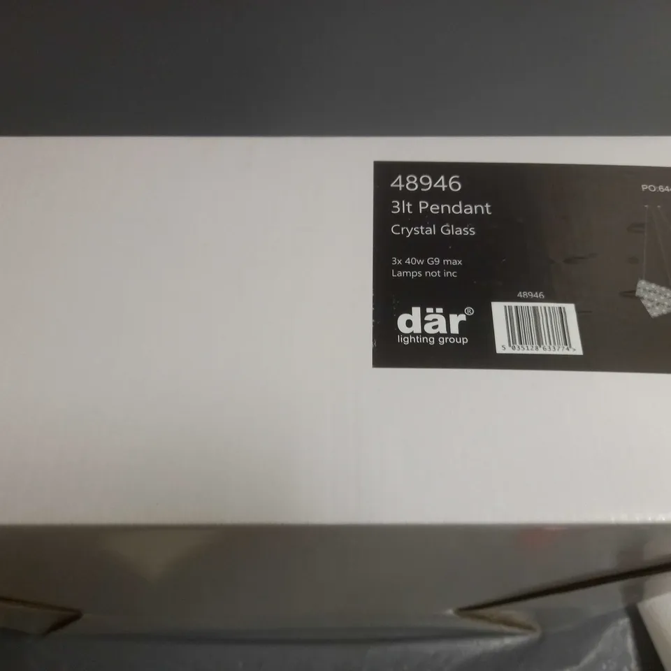 BRAND NEW DAR 3 LIGHT PENDANT CRYSTAL GLASS 