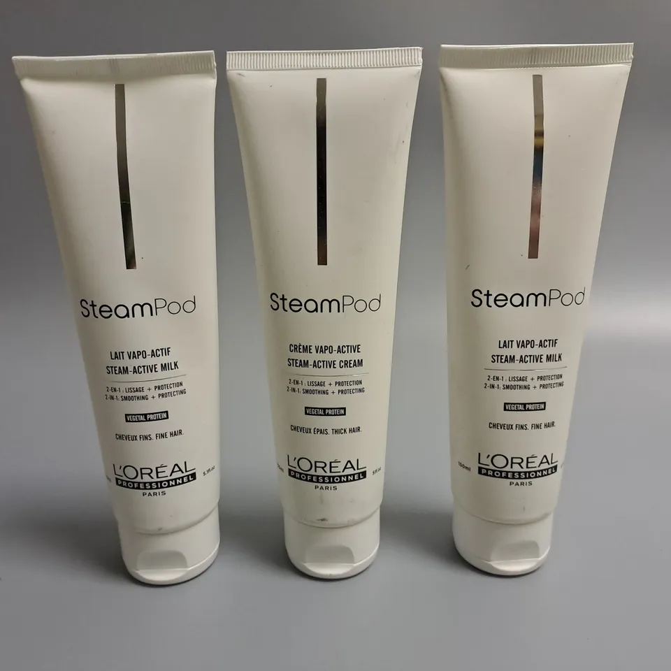 LOT OF 3 LOREAL STEAMPOD 150ML STEAM ACTIVE MILKS 