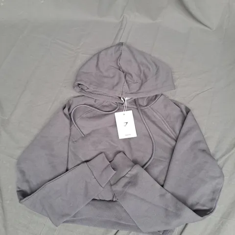 GYMSHARK TRAINING FLEECE CROPPED HOODIE IN GREY SIZE XS