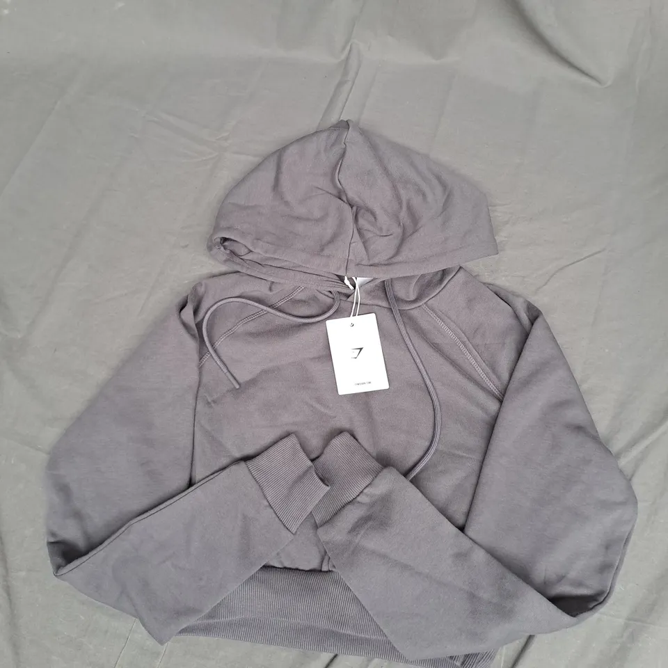 GYMSHARK TRAINING FLEECE CROPPED HOODIE IN GREY SIZE XS