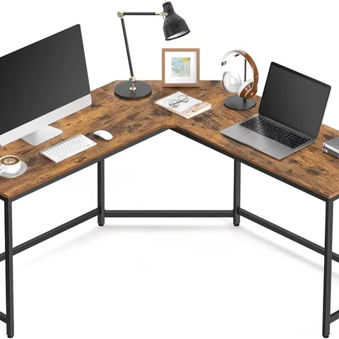 BOXED VASAGLE L-SHAPED DESK, GAMING DESK - BROWN/BLACK