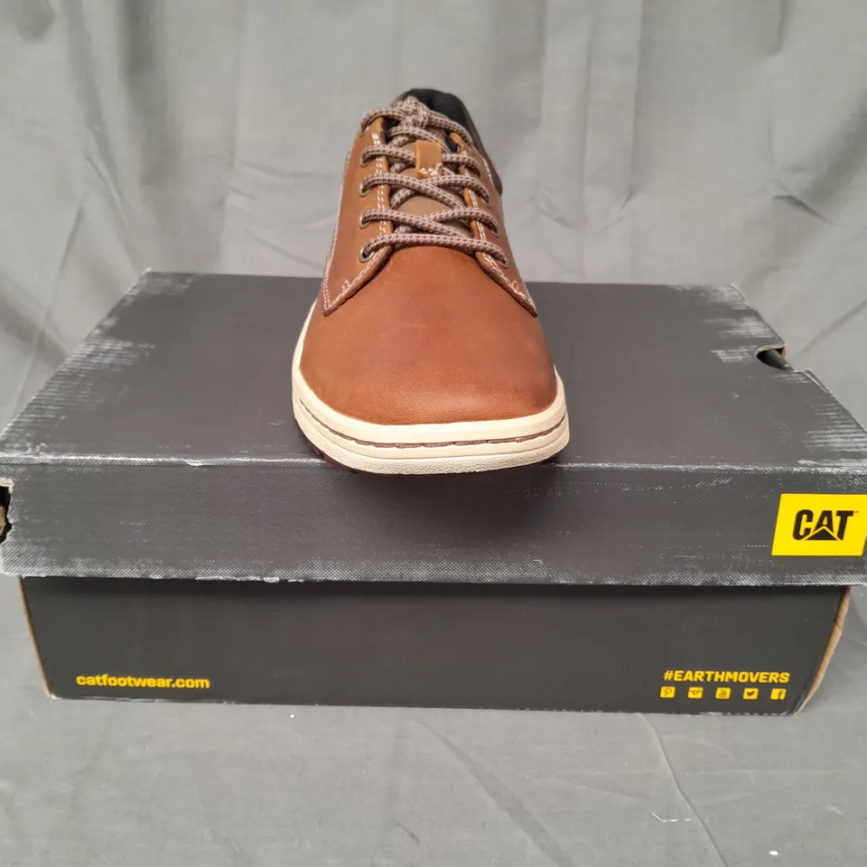 BOXED PAIR OF CAT SHOES IN BROWN UK SIZE 8