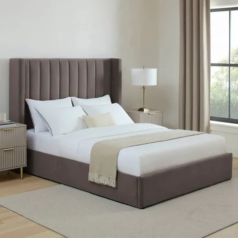 BOXED DUSK MADISON OTTOMAN STORAGE BED - TAUPE // SIZE: 5FT KING (2 BOXES)
