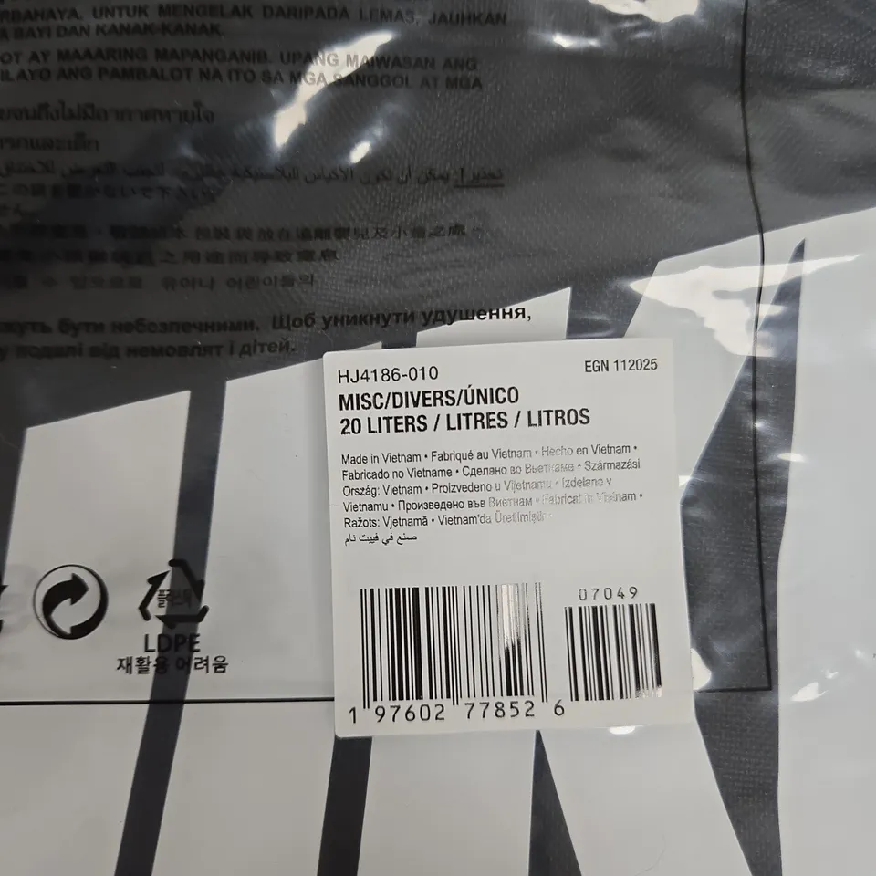 NIKE 20L BACKPACK – BLACK WITH WHITE SWOOSH LOGO
