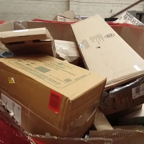 PALLET OF ASSORTED HOUSEHOLD GOODS AND PRODUCTS TO INCLUDE; FOLDING CHAIR,CAT LITTER TRAY,MINI TABLETOP