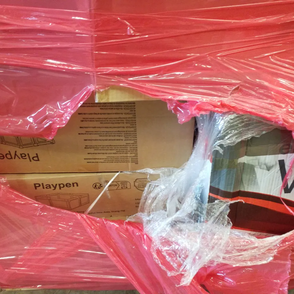 PALLET CONTAINING ASSORTED PRODUCTS INCLUDING PLAYPENS & MINNIE MOUSE TINY TREK WALKER