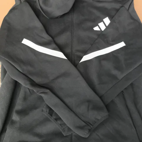 ADIDAS LONG SLEEVE ZIP UP HOODED JACKET IN BLACK SIZE LARGE