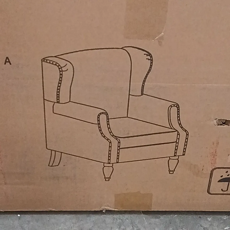 BOXED FLORAL ACCENT CHAIR, HIGH BACK UPHOLSTERED ARMCHAIRS WITH RETRO WINGBACK DESIGN (1 BOX)