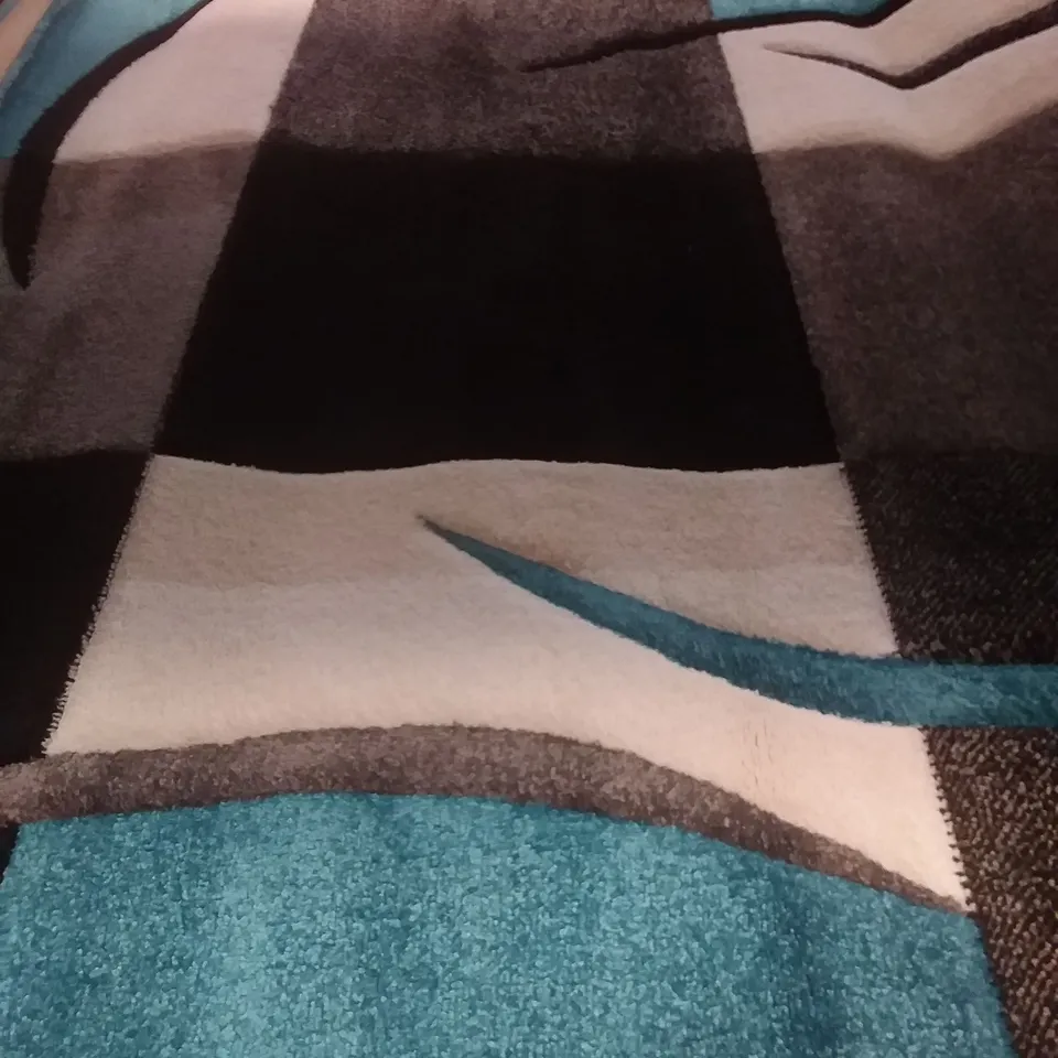 ZANIYAH TURQUOISE BLACK GREY RUG - 120 X 170CM 