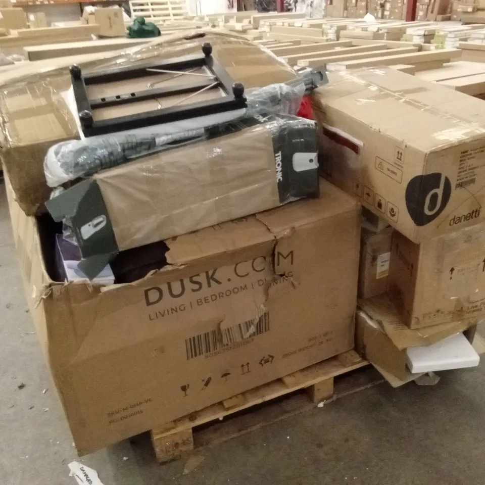 PALLET OF ASSORTED INCOMPLETE FURNITURE PARTS AND PIECES 