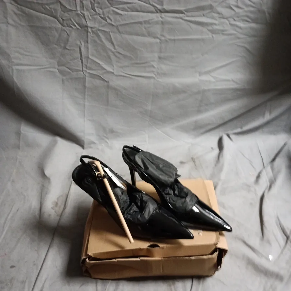 MNG MANGO WOMEN'S BLACK PATENT SLINGBACK HIGH HEELS, UK 4 (EU 37)