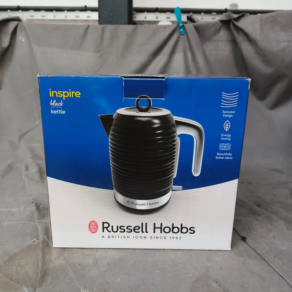 RUSSELL HOBBS INSPIRE BLACK ELECTRIC KETTLE – BOXED