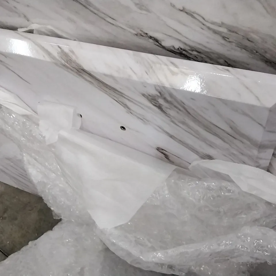 DESIGNER SHORT WHITE MARBLE EFFECT TABLE TOP SECTION 