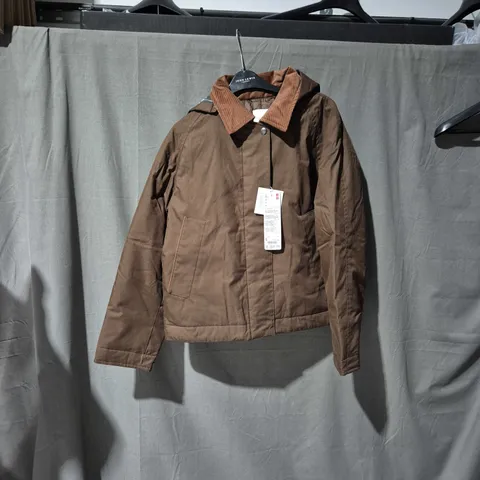 UNIQLO DARK BROWN JACKET WITH CORDUROY COLLAR – MEN'S UK SIZE S