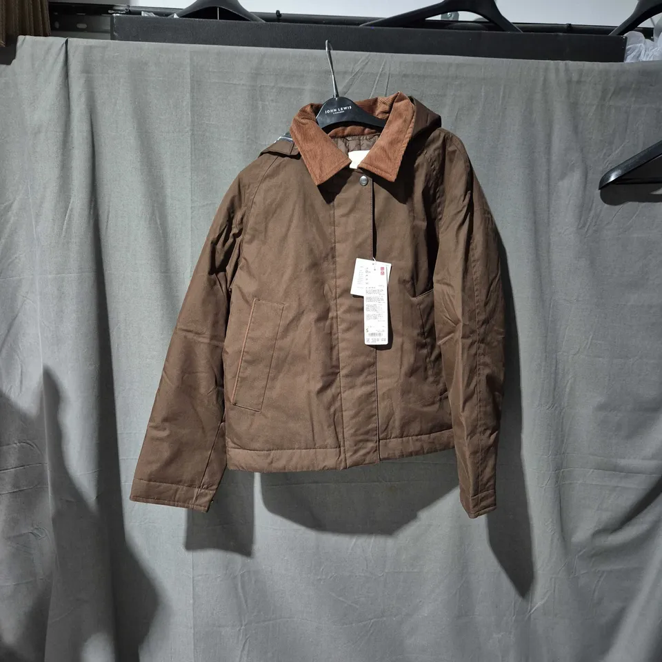 UNIQLO DARK BROWN JACKET WITH CORDUROY COLLAR – MEN'S UK SIZE S